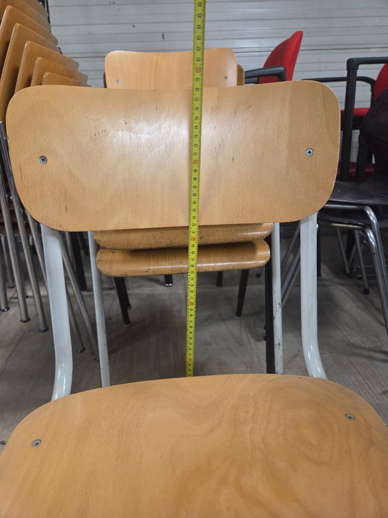 Vintage school chairs / industrial wooden chairs, set of 4, Dining chairs, Black (photo 8 of 8)
