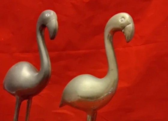 Image 1 of 2x Fenicotteri in ottone vintage Hollywood Regency