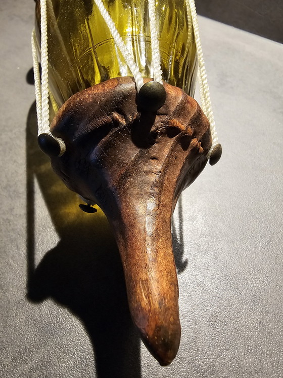 Image 1 of Lampade da parete spagnole vintage in legno, con vetro ambrato