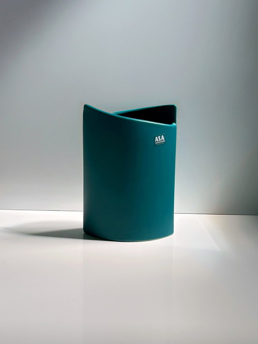 Vintage Turquoise ASA Vase Flower Vase Ceramic Memphis Milano 90s 1990s 1990s Germany Almond Elypse