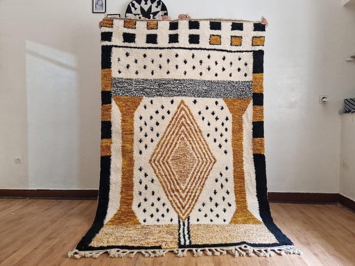 Handgewebter Naturwollteppich, traditionelle Handwerkskunst, 150/250 cm – Alberto Bazzani, vloerkleden en tapijten, Wool