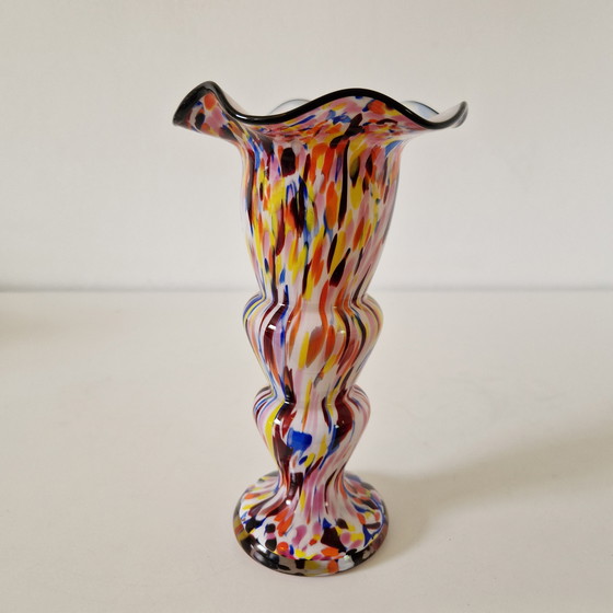 Image 1 of Murano Antique art deco glass vase Spatter glass