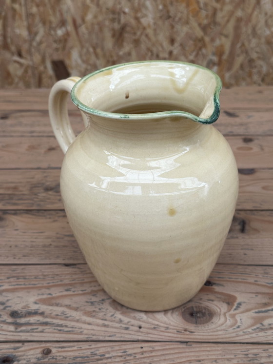 Image 1 of Vallauris glazed ceramic pitcher from the 50s, Olives Noires decor