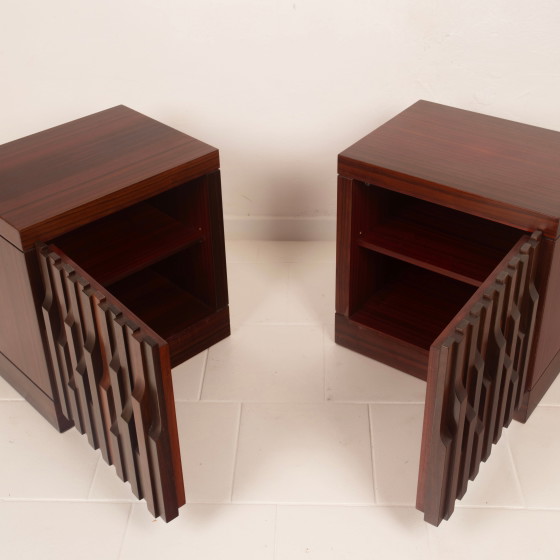 Luciano Frigerio Brutaliste Bois de Padouk Gaetano Tables de nuit pour Frigerio di Desio – Wood (photo 6 of 23)