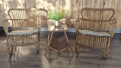 Set da salotto vintage in bambù Rohé Noordwolde