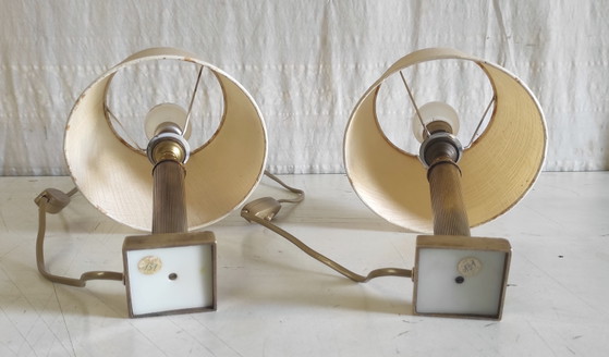 Image 1 of Neoclassical table lamps in gilt brass - mid-20th century