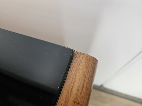 Image 1 of 1950s chest of drawers with glass top, maple workmanship and brass knobs