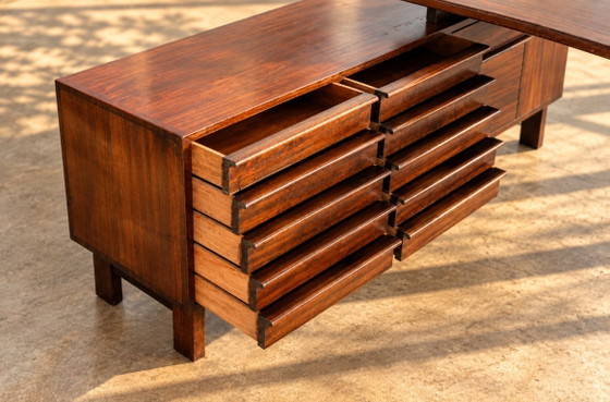 Scrivania direzionale vintage | Scrivanie | anni '50, Legno, Marrone, Mid Century Modern (foto 10 di 14)