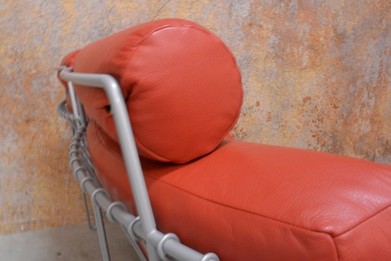 Image 1 of Red leather Leolux Volare design two-seater sofa