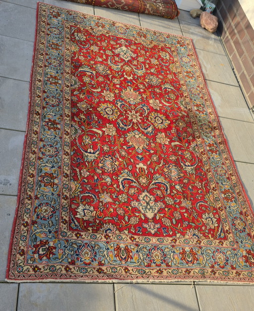 Antique silk carpet Ghom Persian carpet 210x135cm hand-knotted