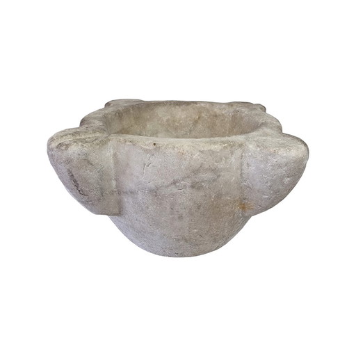 Antique white/gray marble mortar, 18th century