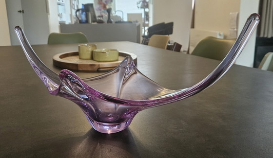 Image 1 of Glazen murano schaal lila