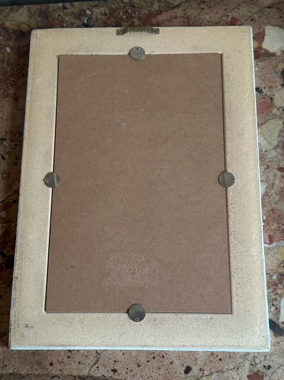 Specchio in legno sagomato bianco con decoro floreale, 37,5 × 26,5 cm, Vetro, Vintage (foto 13 di 13)