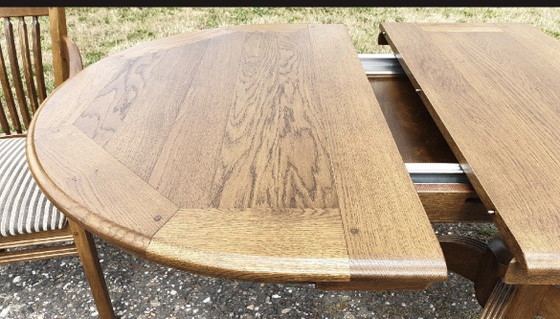 Image 1 of Bannink jugendstil eiken eetkamer tafel uitschuifbare 