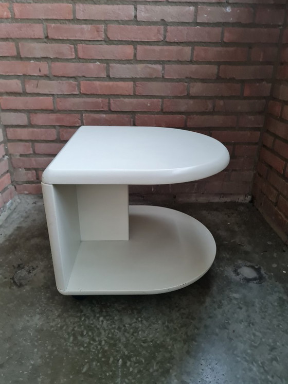 Image 1 of Space Age tables side tables made of wood with wheels