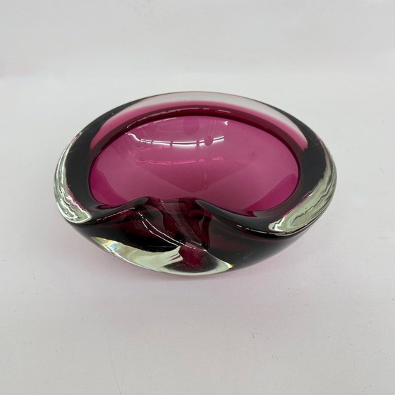 Image 1 of Set of 3 murano summerso pink glass bowls , 1970s