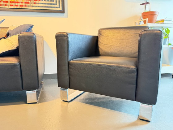 Brühl & Sippold Leren 2-Zitsbank + Fauteuil – Design – Zithoek, Leather, Metal (photo 7 of 9)