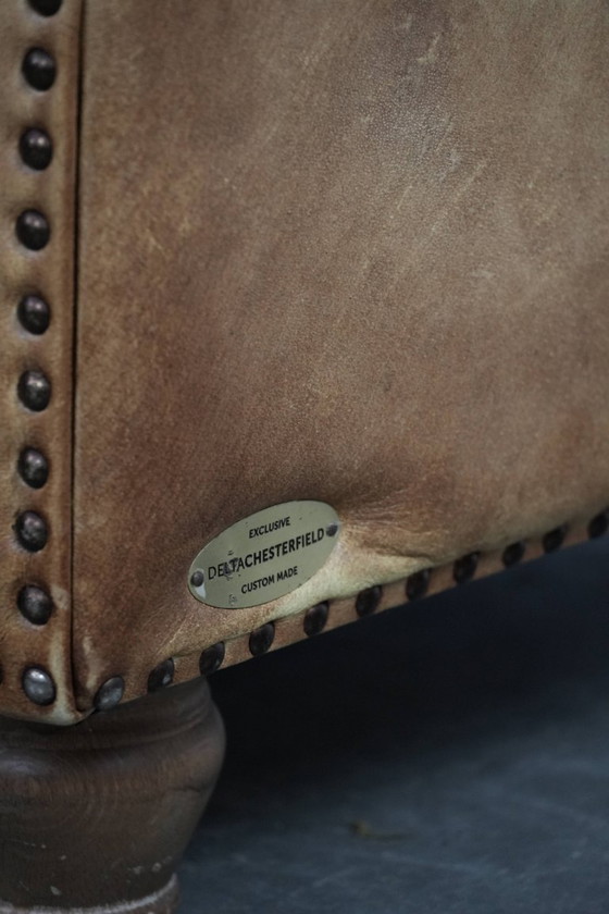 Image 1 of Unique Chesterfield armchair made of cowhide leather