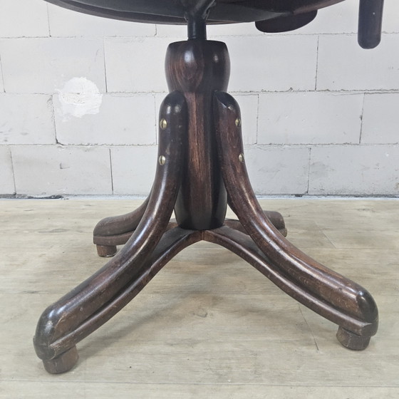 Chaise de bureau pivotante et réglable en hauteur de style Thonet antique (faite à la main) (photo 5 of 15)