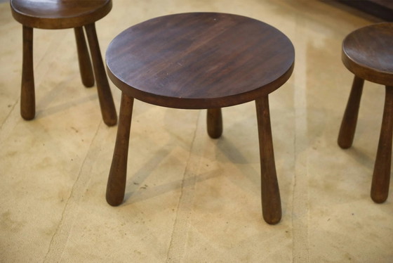 Set of 2 chairs and a brutalist table for children from the 1960s., Dining tables, Wood (photo 3 of 11)