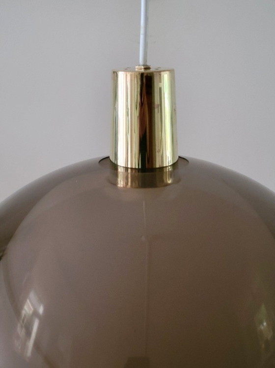 Yki Nummi Kuplat hanglamp voor Orno, Finland 1960 – stockmann orno, Hanglampen, Plastic, Brass (photo 6 of 7)