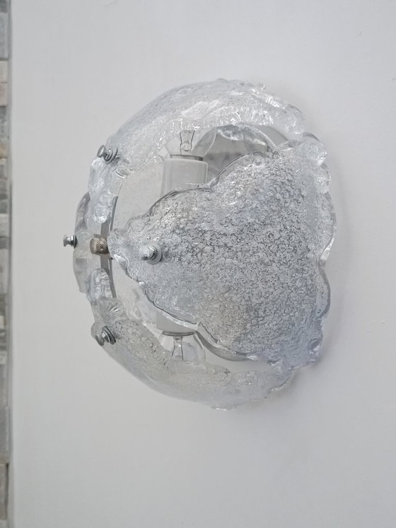 Lámpara de pared de cristal de hielo de Murano de Mazzega, década de 1970. – Apliques, Murano Glass (photo 2 of 8)
