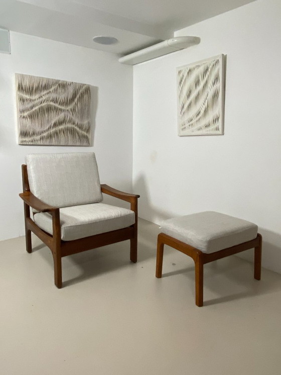 Image 1 of Poltrona e pouf in teak danese – anni '60