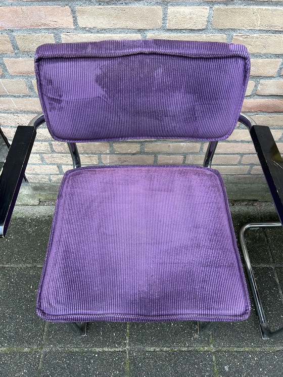 Image 1 of 4 chaises en tissu côtelé avec structure tubulaire chromée