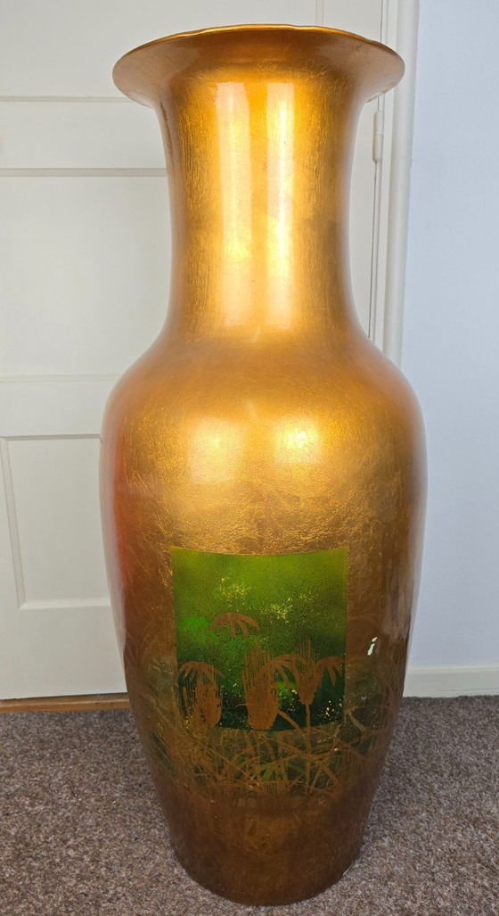 Image 1 of Grande vaso cinese dorato, porcellana cinese
