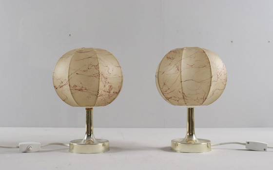 Image 1 of Lampes de table Cocoon de style Mid-Century par Goldkant, conçues par Friedel Wauer, Allemagne, années 1960