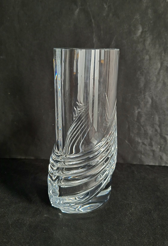Image 1 of Peill & Putzler heavy swirling crystal vase. Swag motif.