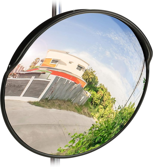 relaxdays 10028415 Miroir de Circulation 60 cm, Professionnel, résistant aux intempéries, Solide, intérieur et extérieur, Noir