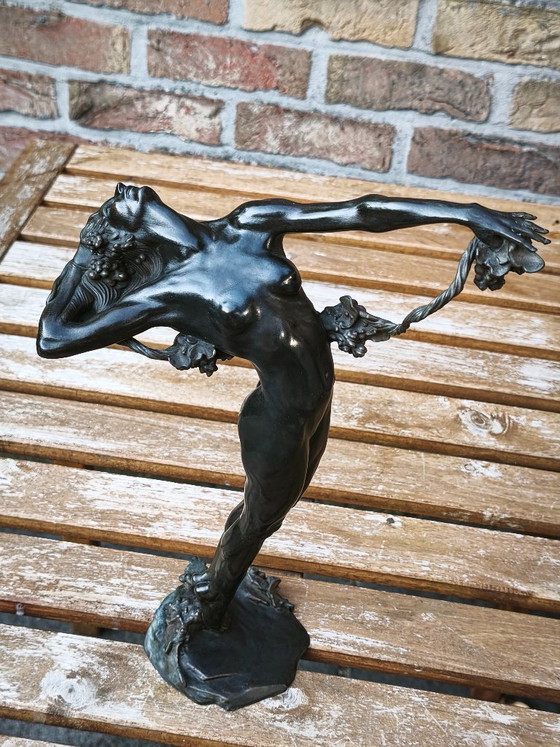 Art Deco Female Figure “The Vine”, after H. W. Frishmuth — 30 cm – Decorative Objects, Bronze (photo 7 of 7)