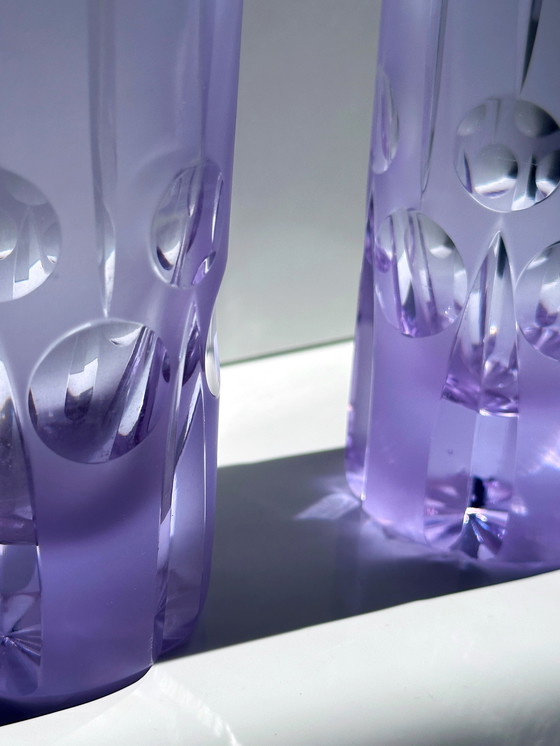 Image 1 of 6 bicchieri da bere vintage in vetro alessandrite tagliato, era spaziale, Italia, Arnolfo di Cambio, Sergio Asti, brutalisti, lo