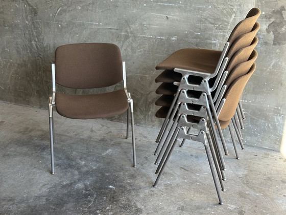 Image 1 of 6 sillas Castelli DSC 106, Giancarlo Piretti - marrón/verde