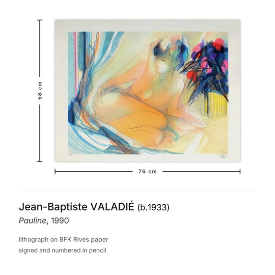 Jean-Baptiste Valadié signierte Lithographie Pauline 1990 – Lithographien & Drucke, Paper (photo 3 of 5)