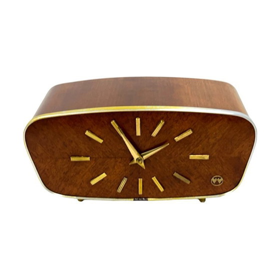 Image 1 of Orologio da camino in noce impiallacciato di Weimar, anni '60, Germania Ovest, stile moderno di metà secolo