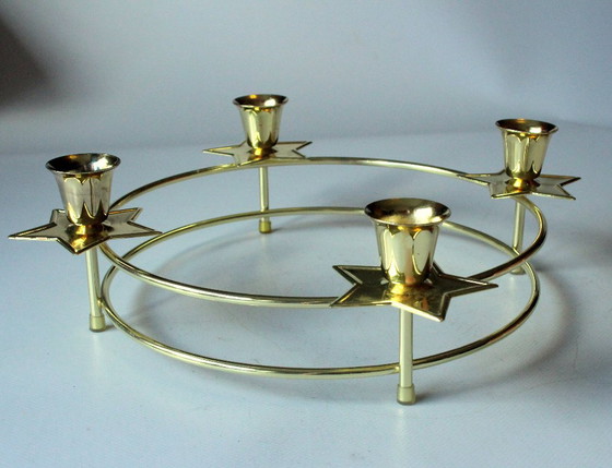 Brass Advent Wreath Candle Holder, Metal, Gold (photo 2 of 7)