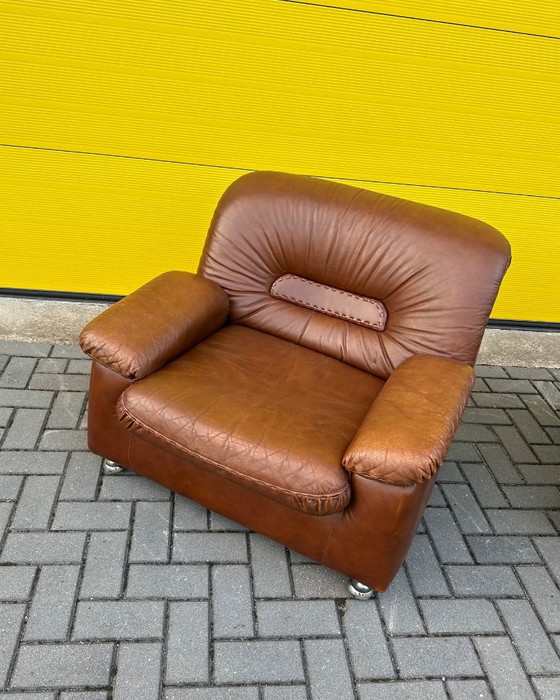 Vintage brown leather Danish lace Armchairs 70s (photo 15 of 21)
