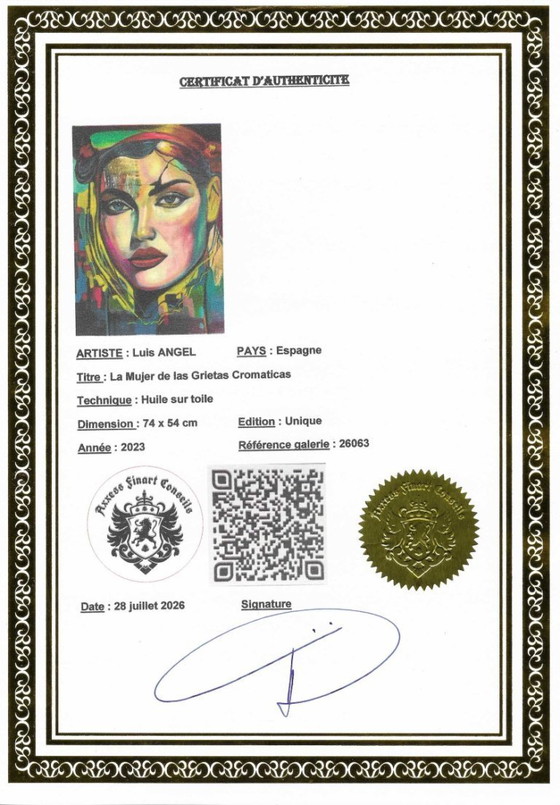 Image 1 of Luis Angel - La Mujer De Las Grietas Cromaticas - Artist Canvas