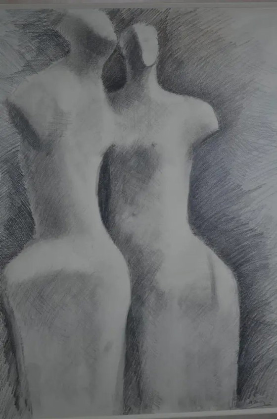Gerard Ramon ( ) "Sculptural Forms" Dessin au Crayon Signé – Peintures et dessins, Paper, Glass (photo 4 of 10)