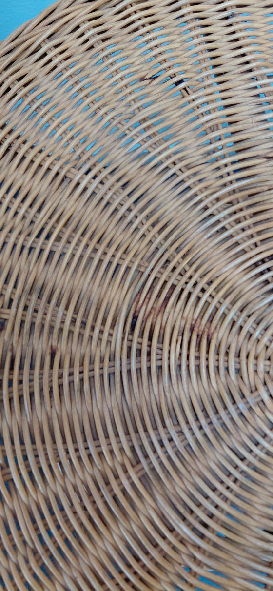 Image 1 of Tavolino da caffè vintage in rattan – Tessuto a mano, stile boho e naturale