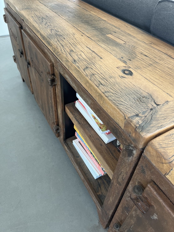 Set Van 2 Industriële, Hout En Metalen Tavolini – Credenze, Wood (photo 3 of 7)
