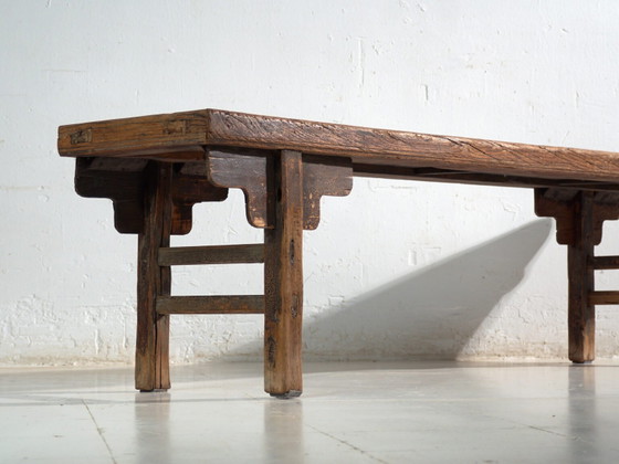 Antique long low bench in elm wood – China, circa 1930 – Benches (photo 18 of 40)