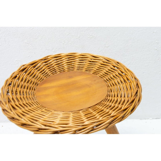 Image 1 of Vintage rattan stool by Jan Kalous for ÚLUV, Czechoslovakia 1960s