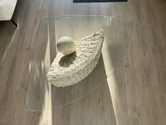 Image 1 of Vintage mactan stone & glass coffee table