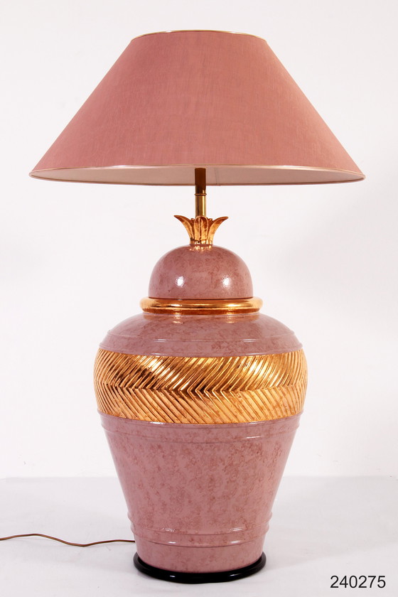 Image 1 of Large Italian Vintage Porcelain Lamp With Gold Detail