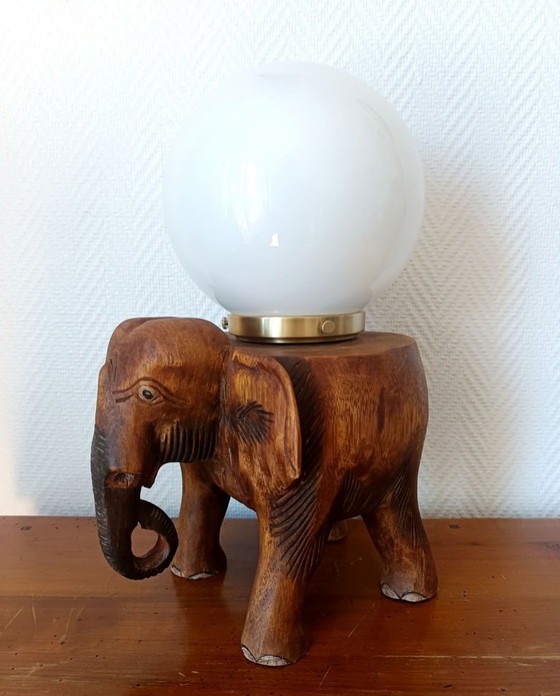 Image 1 of Elephant and opaline lamp