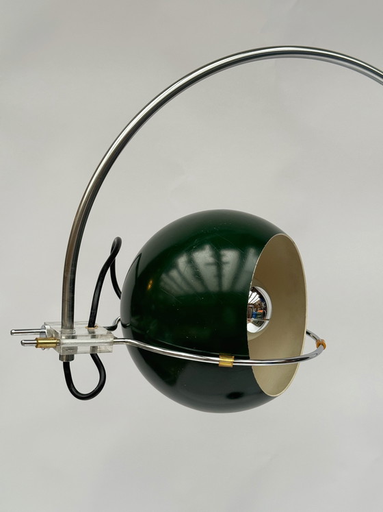 Image 1 of Lampada da terra vintage Gepo a doppio arco verde, stile moderno di metà secolo con design a bulbo oculare.