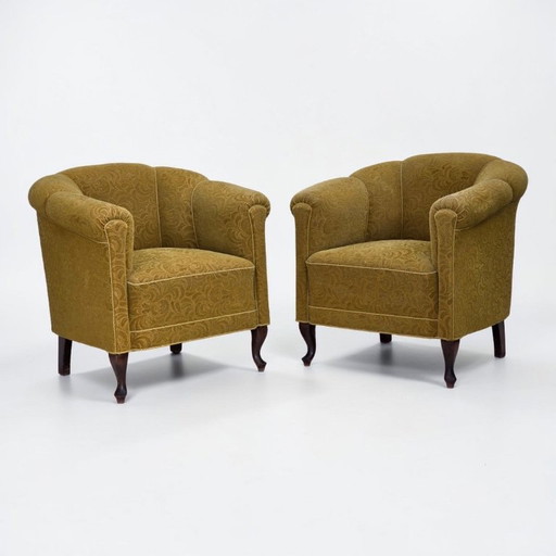 Fauteuil relax danois des années 1950, laine d'ameublement vert clair, bois de chêne.